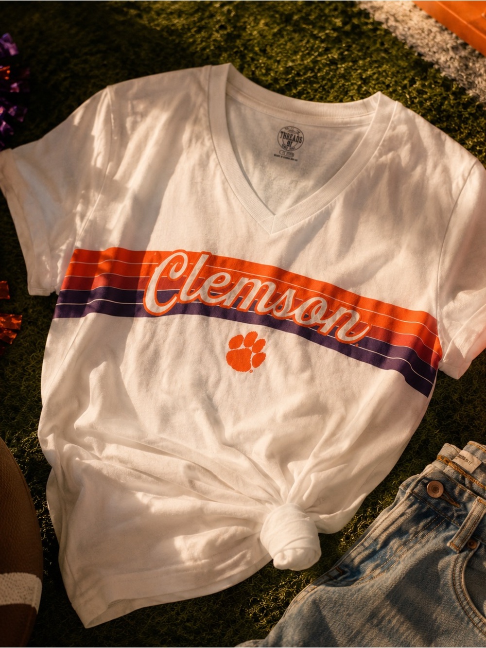 Ladies  Clemson Tigers V neck Shirt
